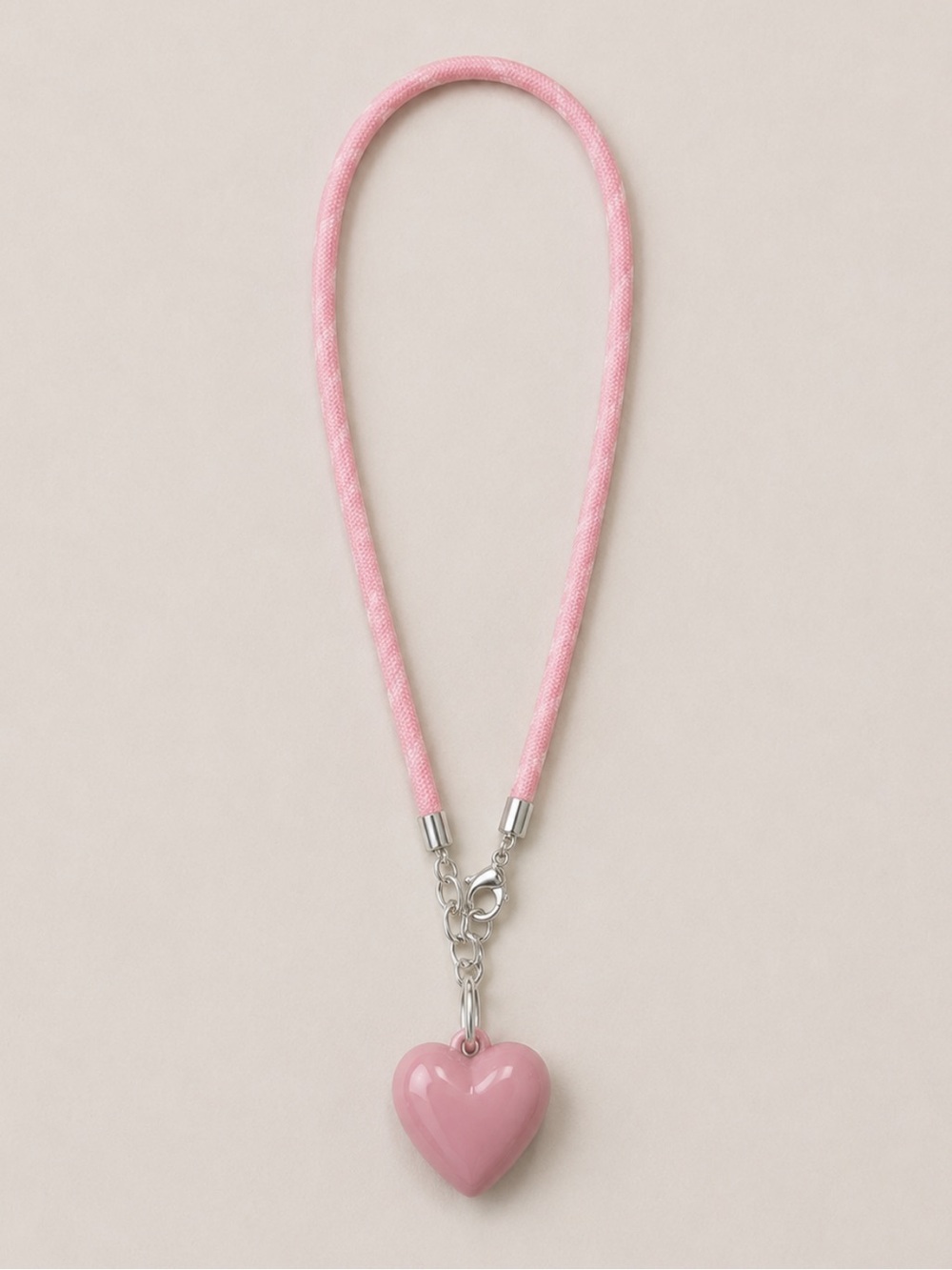 New! Pink Cord Heart Pendant Necklace NWOT 5042
